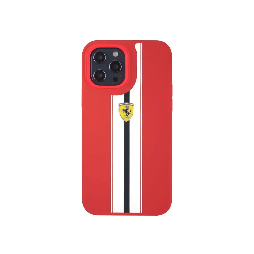 Case protector Ferrari para iPhone 12 - 12 Pro -Rojo, blanco y negro -  FASHIONCEL