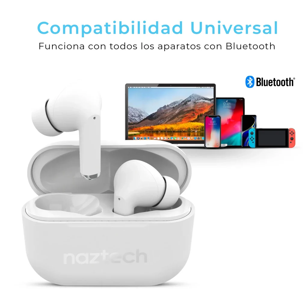 Naztech Xpods PRO True auriculares inalámbricos con estuche de carga inalámbrica