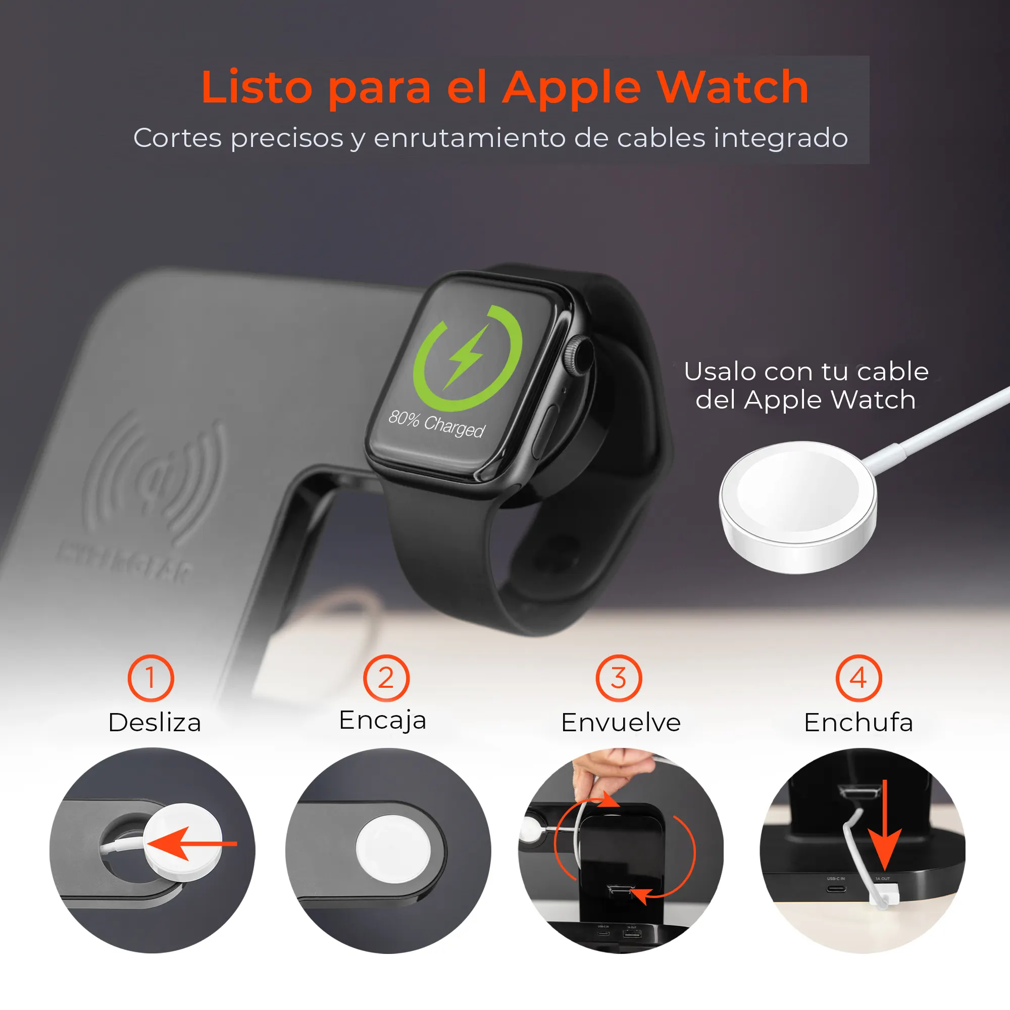 Base Carga Inalámbrica 3 En 1 Para iPhone Applewatch AirPods